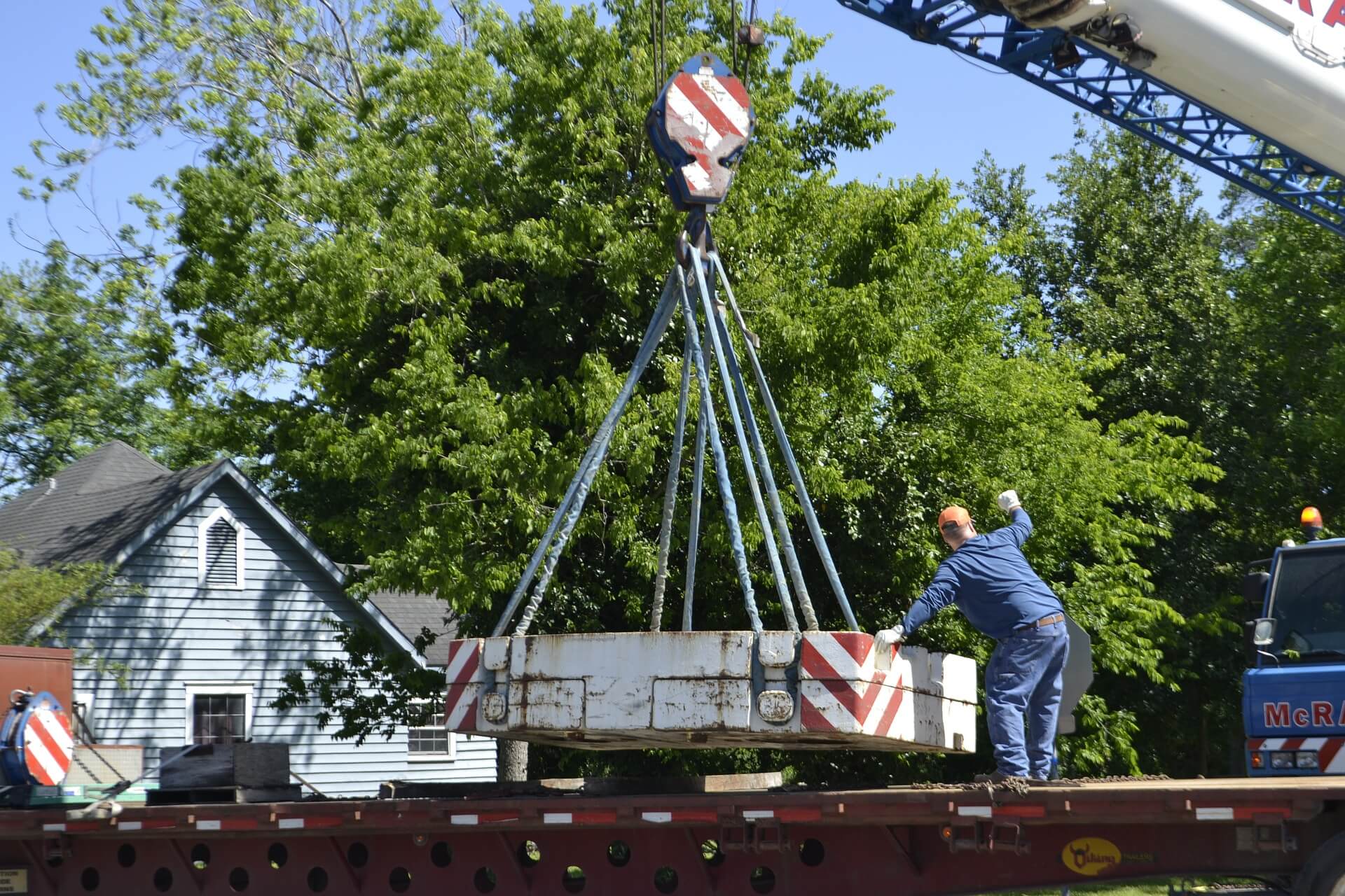 Mobile crane at work on a job site
