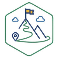 Icon of a mountain with flag on top
